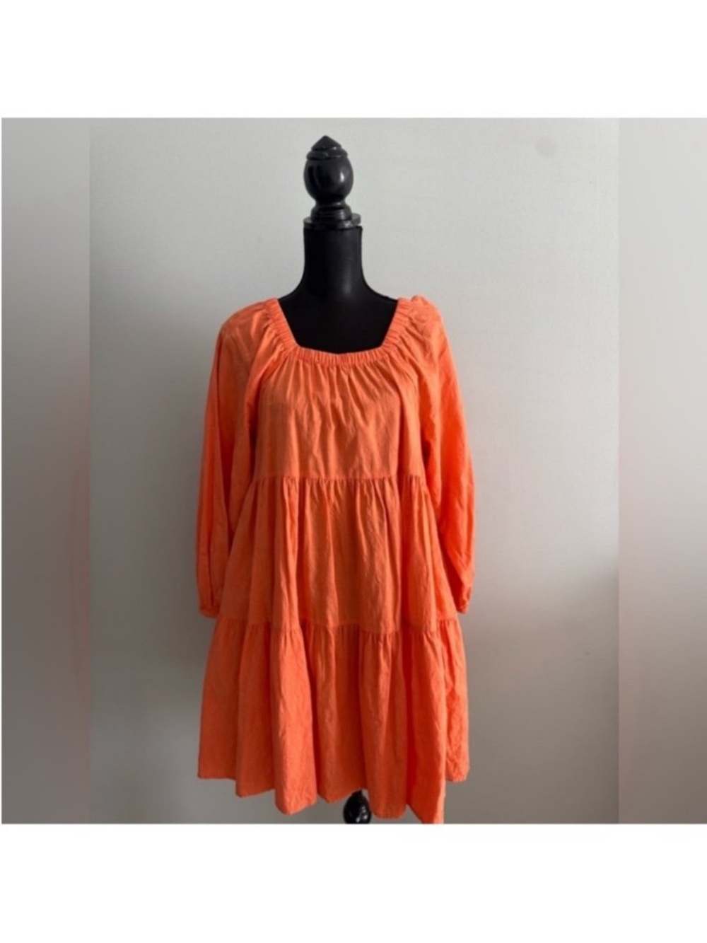 Universal Thread Orange Tiered Long-Sleeve Dress